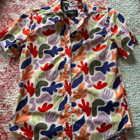 Wildfang Tops - Wildfang Essential Abstract Short Sleeve Button Up